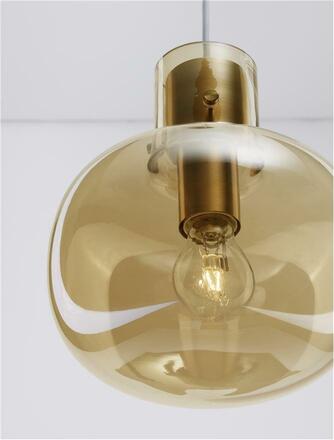 NOVA LUCE závěsné svítidlo CINZIA šampaň sklo bílý kabel mosazný zlatý kov E27 1x12W 230V IP20 bez žárovky 9236650