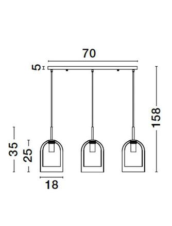 NOVA LUCE závěsné svítidlo VELOR dvouvrstvé kouřové sklo černý kabel černá kovová základna E27 3x12W 230V IP20 bez žárovky 9236720