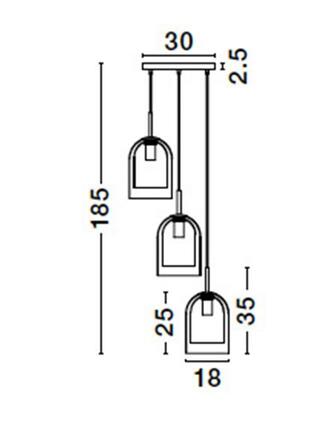 NOVA LUCE závěsné svítidlo VELOR dvouvrstvé šampaň sklo černý kabel černá kovová základna E27 3x12W 230V IP20 bez žárovky 9236735