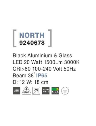 NOVA LUCE venkovní reflektor NORTH černý hliník a sklo LED 20W 3000K 100-240V 38st. IP65 9240678