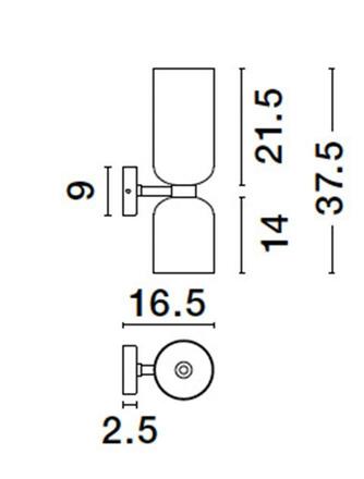 NOVA LUCE nástěnné svítidlo PALMER kouřové sklo černá kovová základna E14 2x5W 230V IP20 bez žárovky 9241110