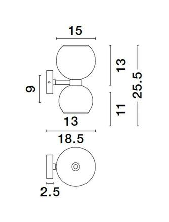 NOVA LUCE nástěnné svítidlo PALMER kouřové sklo černá kovová základna E14 2x5W 230V IP20 bez žárovky 9241120