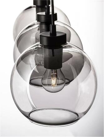 NOVA LUCE závěsné svítidlo PALMER kouřové sklo černý kabel černá kovová základna E27 3x12W 230V IP20 bez žárovky 9241150