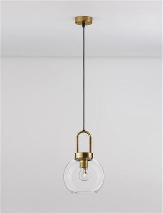 NOVA LUCE závěsné svítidlo IRVINE čiré sklo černý kabel mosazný zlatý kov E27 1x12W 230V IP20 bez žárovky 9241170