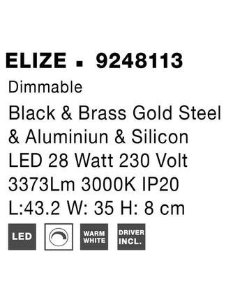 NOVA LUCE stropní svítidlo ELIZE černá a mosazná zlatá ocel, hliník a silikon LED 28W 230V 3000K IP20 stmívatelné 9248113