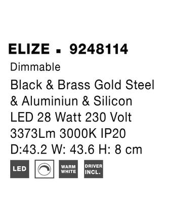 NOVA LUCE stropní svítidlo ELIZE černá a mosazná zlatá ocel, hliník a silikon LED 28W 230V 3000K IP20 stmívatelné 9248114