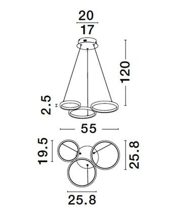 NOVA LUCE závěsné svítidlo MAGNUS černý hliník a akryl LED 28W 230V 3000K IP20 stmívatelné 9248115