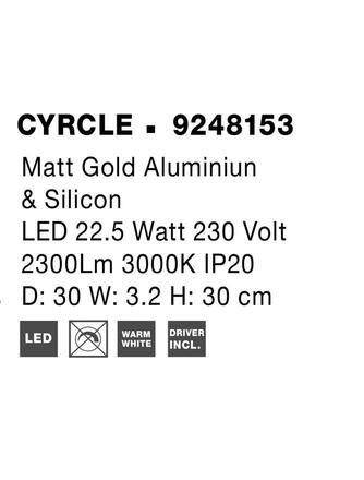 NOVA LUCE nástěnné svítidlo CYRCLE matný zlatý hliník a akryl LED 22.5W 230V 3000K IP20 9248153