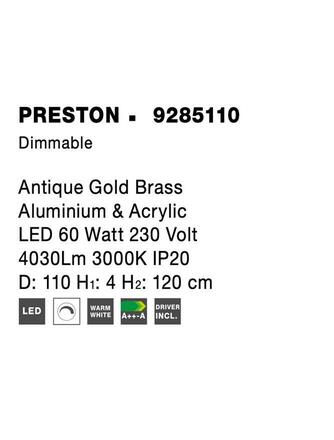 NOVA LUCE závěsné svítidlo PRESTON antický zlatý mosazný hliník a akryl LED 60W 230V 3000K IP20 stmívatelné 9285110