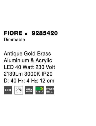 NOVA LUCE stropní svítidlo FIORE antický zlatý mosazný hliník a akryl LED 40W 230V 3000K IP20 stmívatelné 9285420