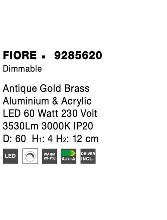 NOVA LUCE stropní svítidlo FIORE antický zlatý mosazný hliník a akryl LED 60W 230V 3000K IP20 stmívatelné 9285620