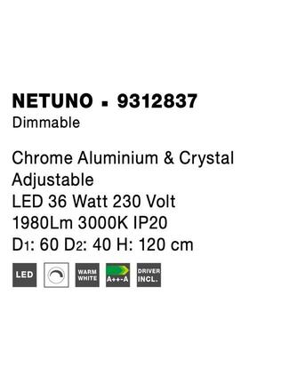 NOVA LUCE závěsné svítidlo NETUNO chromovaný hliník a křišťál nastavitelné LED 36W 230V 3000K IP20 stmívatelné 9312837