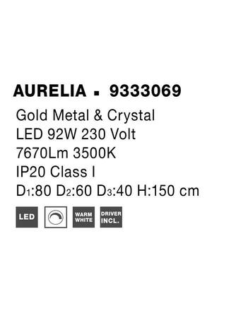 NOVA LUCE závěsné svítidlo AURELIA zlatý kov a křišťál LED 92W 230V 3500K IP20 stmívatelné 9333069