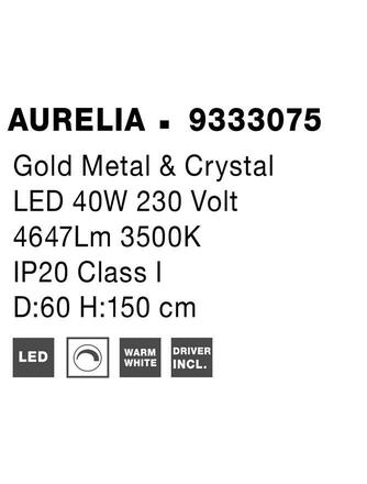 NOVA LUCE závěsné svítidlo AURELIA zlatý kov a křišťál LED 40W 230V 3500K IP20 stmívatelné 9333075
