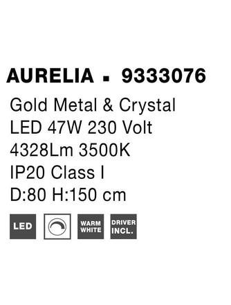 NOVA LUCE závěsné svítidlo AURELIA zlatý kov a křišťál LED 47W 230V 3500K IP20 stmívatelné 9333076