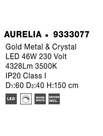 NOVA LUCE závěsné svítidlo AURELIA zlatý kov a křišťál LED 46W 230V 3500K IP20 stmívatelné 9333077