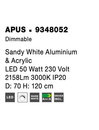 NOVA LUCE závěsné svítidlo APUS bílý hliník a akryl LED 50W 230V 3000K IP20 stmívatelné 9348052