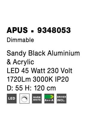 NOVA LUCE závěsné svítidlo APUS černý hliník a akryl LED 45W 230V 3000K IP20 stmívatelné 9348053