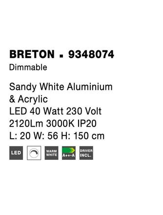 NOVA LUCE stojací lampa BRETON bílý hliník a akryl LED 40W 230V 3000K IP20 stmívatelné 9348074