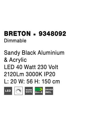 NOVA LUCE stojací lampa BRETON černý hliník a akryl LED 40W 230V 3000K IP20 stmívatelné 9348092