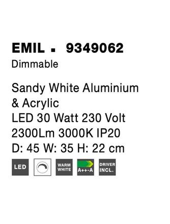 NOVA LUCE stropní svítidlo EMIL bílý hliník a akryl LED 30W 230V 3000K IP20 stmívatelné 9349062