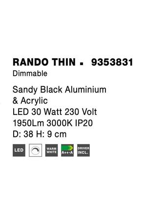 NOVA LUCE stropní svítidlo RANDO THIN černý hliník a akryl LED 30W 230V 3000K IP20 stmívatelné 9353831