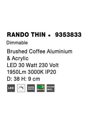 NOVA LUCE stropní svítidlo RANDO THIN broušený kávově hnědý hliník a akryl LED 30W 230V 3000K IP20 stmívatelné 9353833