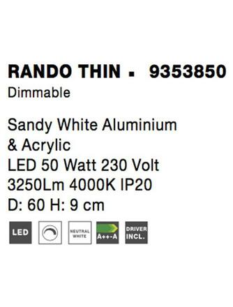 NOVA LUCE stropní svítidlo RANDO THIN bílý hliník a akryl LED 50W 230V 4000K IP20 stmívatelné 9353850