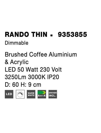 NOVA LUCE stropní svítidlo RANDO THIN broušený kávově hnědý hliník a akryl LED 50W 230V 3000K IP20 stmívatelné 9353855