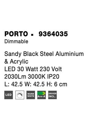NOVA LUCE stropní svítidlo PORTO černá ocel hliník a akryl LED 30W 230V 3000K IP20 stmívatelné 9364035