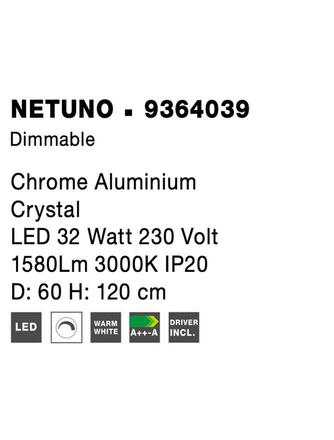 NOVA LUCE závěsné svítidlo NETUNO chromovaný hliník křišťál LED 32W 230V 3000K IP20 stmívatelné 9364039