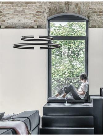 NOVA LUCE závěsné svítidlo TORRENTE černý hliník a akryl nastavitelné LED 93W 230V 3000K IP20 stmívatelné 9392012