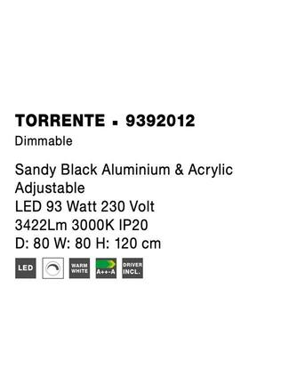 NOVA LUCE závěsné svítidlo TORRENTE černý hliník a akryl nastavitelné LED 93W 230V 3000K IP20 stmívatelné 9392012