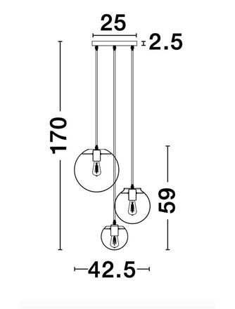 NOVA LUCE závěsné svítidlo MIRALE čiré sklo a zlatý kov černý PVC kabel E27 3x12W 230V IP20 bez žárovky 9416933