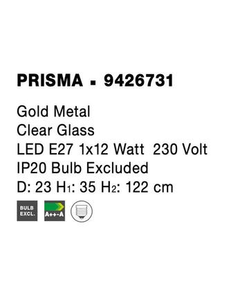 NOVA LUCE závěsné svítidlo PRISMA zlatý kov čiré sklo E27 1x12W 230V IP20 bez žárovky 9426731