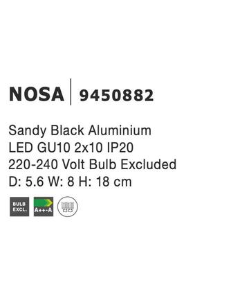 Nova Luce Interiérové nástěnné světlo Nosa - 2 x 10 W, GU10, 56 x 180 mm, černá NV 9450882