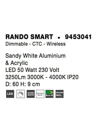 NOVA LUCE stropní svítidlo RANDO SMART bílý hliník a akryl LED 50W 230V 3000K - 4000K IP20 Tuya stmívatelné 9453041