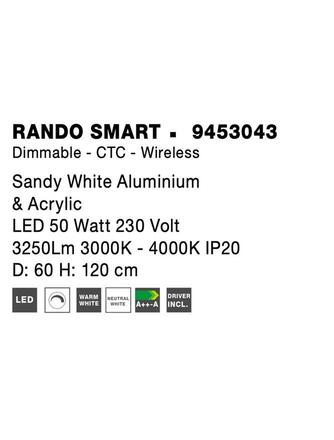 NOVA LUCE závěsné svítidlo RANDO SMART bílý hliník a akryl LED 50W 230V 3000K - 4000K IP20 Tuya stmívatelné 9453043