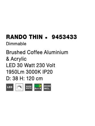 NOVA LUCE závěsné svítidlo RANDO THIN broušený kávově hnědý hliník a akryl LED 30W 230V 3000K IP20 stmívatelné 9453433
