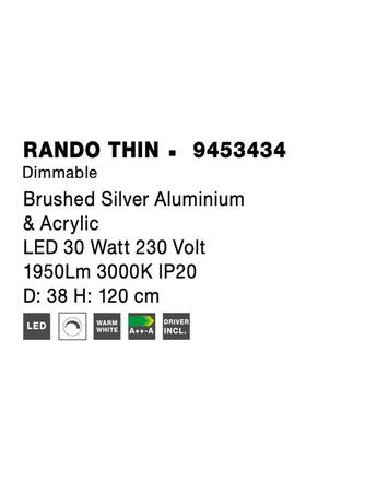 NOVA LUCE závěsné svítidlo RANDO THIN broušený stříbrný hliník a akryl LED 30W 230V 3000K IP20 stmívatelné 9453434
