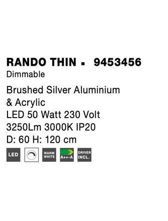 NOVA LUCE závěsné svítidlo RANDO THIN broušený stříbrný hliník a akryl LED 50W 230V 3000K IP20 stmívatelné 9453456