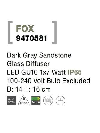 NOVA LUCE venkovní sloupkové svítidlo FOX tmavě šedý pískovec skleněný difuzor GU10 1x7W 100-240V bez žárovky IP65 9470581