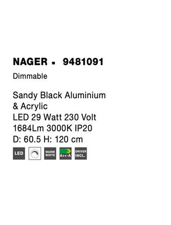 NOVA LUCE závěsné svítidlo NAGER černý hliník a akryl LED 29W 230V 3000K IP20 stmívatelné 9481091