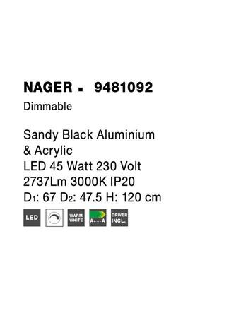 NOVA LUCE závěsné svítidlo NAGER černý hliník a akryl LED 45W 230V 3000K IP20 stmívatelné 9481092