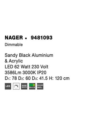 NOVA LUCE závěsné svítidlo NAGER černý hliník a akryl LED 62W 230V 3000K IP20 stmívatelné 9481093