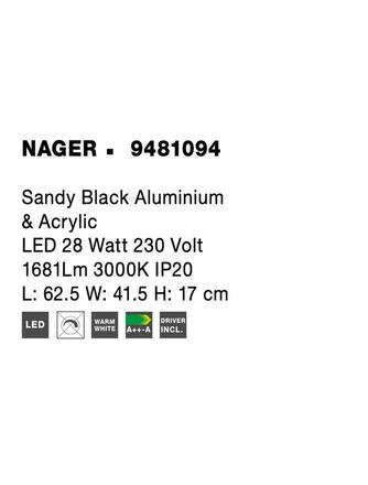 NOVA LUCE stropní svítidlo NAGER černý hliník a akryl LED 28W 230V 3000K IP20 9481094