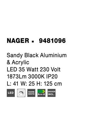 NOVA LUCE stojací lampa NAGER černý hliník a akryl LED 35W 230V 3000K IP20 9481096