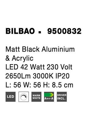 NOVA LUCE stropní svítidlo BILBAO matný černý hliník a akryl LED 42W 230V 3000K IP20 stmívatelné 9500832