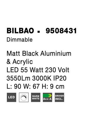 NOVA LUCE stropní svítidlo BILBAO matný černý hliník a akryl LED 55W 230V 3000K IP20 stmívatelné 9508431