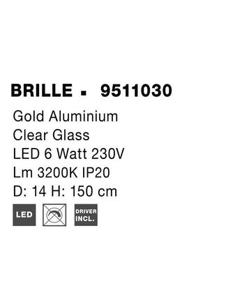 NOVA LUCE závěsné svítidlo BRILLE zlatý hliník a sklo LED 6W 230V 3200K IP20 9511030